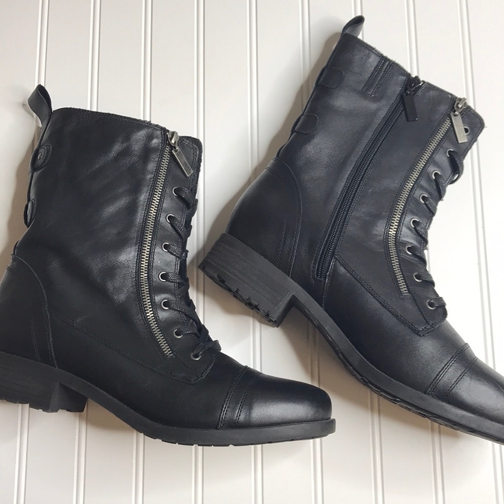 Black combat boots